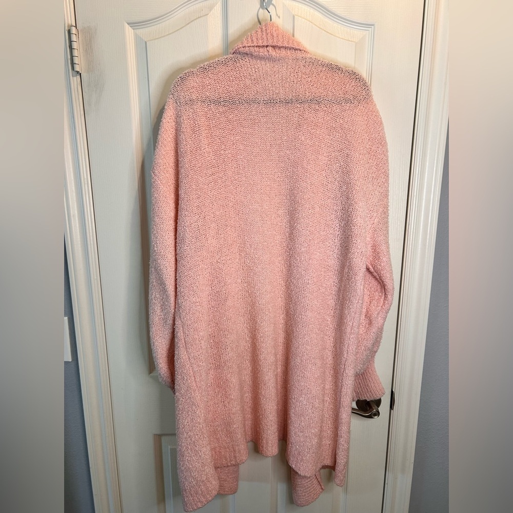🌸”Karen Scott Vintage Baby Pink Nubby Knot Open Front Cardigan w/ Pockets Size L - Picture 9 of 17